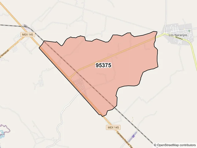 Mapa del código postal 95375, Tres Valles, Veracruz de Ignacio de la Llave