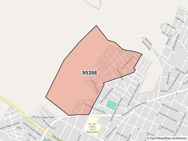 Mapa del código postal 95398, Cosamaloapan de Carpio, Veracruz de Ignacio de la Llave