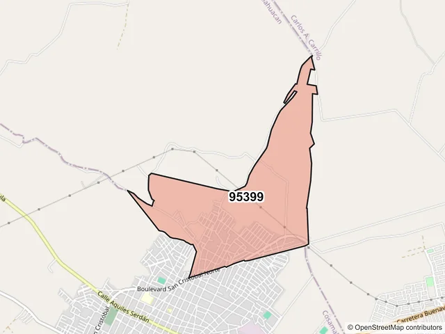 Mapa del código postal 95399, Cosamaloapan de Carpio, Veracruz de Ignacio de la Llave