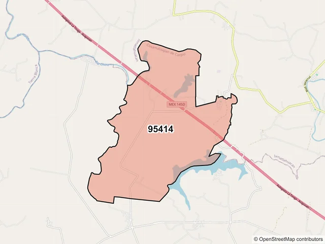 Mapa del código postal 95414, Cosamaloapan de Carpio, Veracruz de Ignacio de la Llave