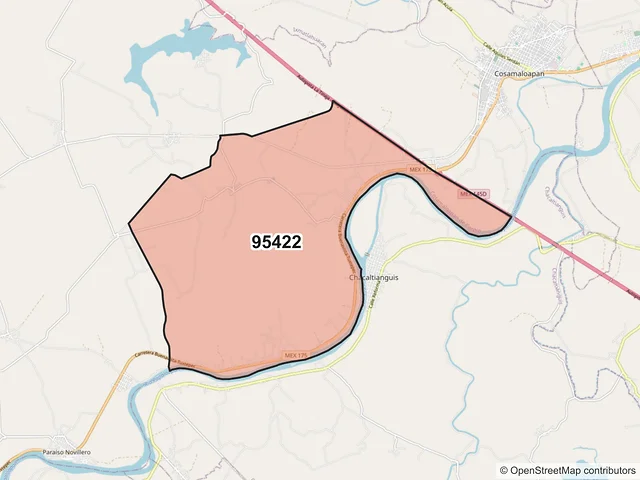 Mapa del código postal 95422, Cosamaloapan de Carpio, Veracruz de Ignacio de la Llave
