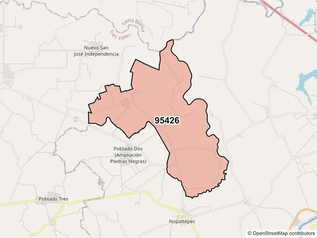 Mapa del código postal 95426, Cosamaloapan de Carpio, Veracruz de Ignacio de la Llave