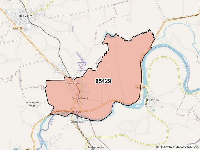 Mapa del código postal 95429, Cosamaloapan de Carpio, Veracruz de Ignacio de la Llave
