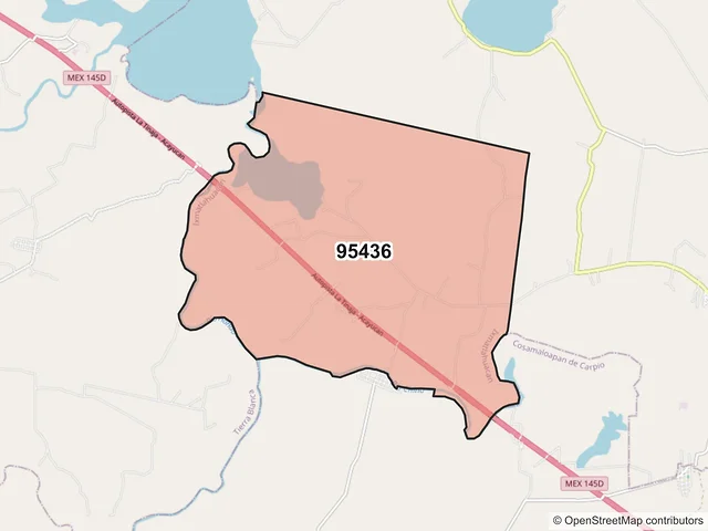 Mapa del código postal 95436, Ixmatlahuacan, Veracruz de Ignacio de la Llave