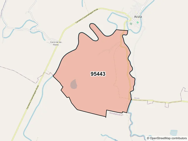 Mapa del código postal 95443, Acula, Veracruz de Ignacio de la Llave
