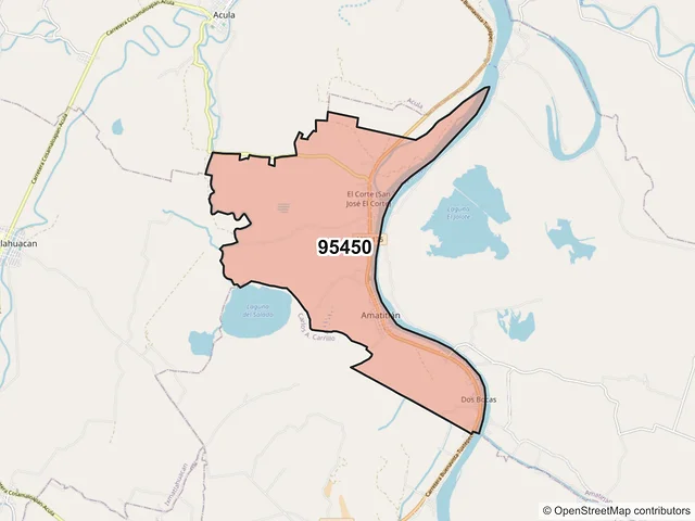 Mapa del código postal 95450, Amatitlán, Veracruz de Ignacio de la Llave