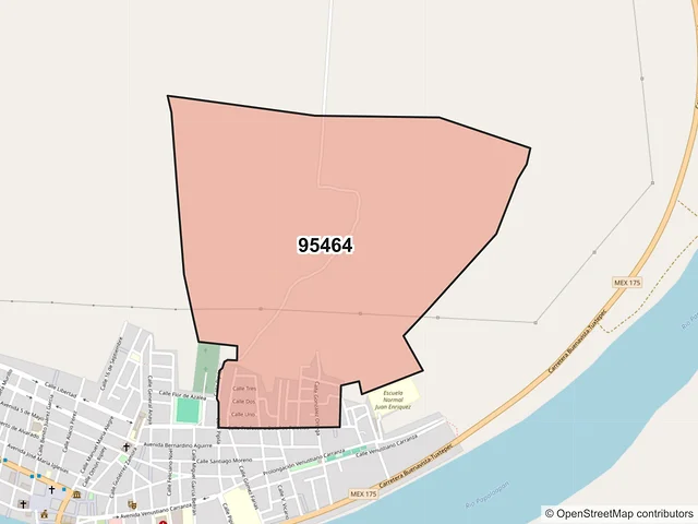 Mapa del código postal 95464, Tlacotalpan, Veracruz de Ignacio de la Llave