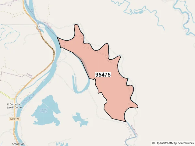 Mapa del código postal 95475, Tlacotalpan, Veracruz de Ignacio de la Llave