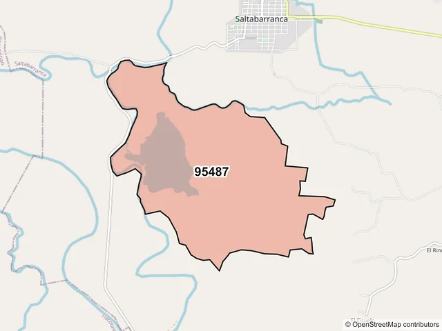 Mapa del código postal 95487, Saltabarranca, Veracruz de Ignacio de la Llave