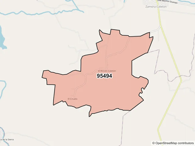 Mapa del código postal 95494, Saltabarranca, Veracruz de Ignacio de la Llave