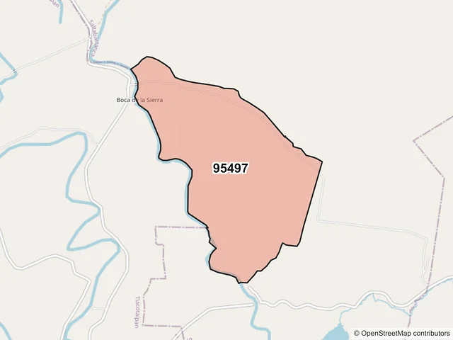 Mapa del código postal 95497, Saltabarranca, Veracruz de Ignacio de la Llave