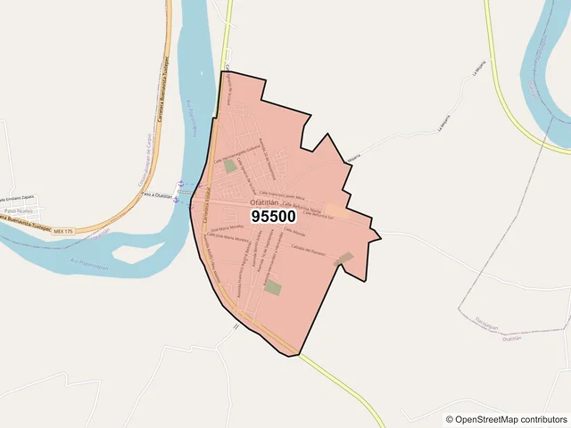 Mapa del código postal 95500, Otatitlán, Veracruz de Ignacio de la Llave