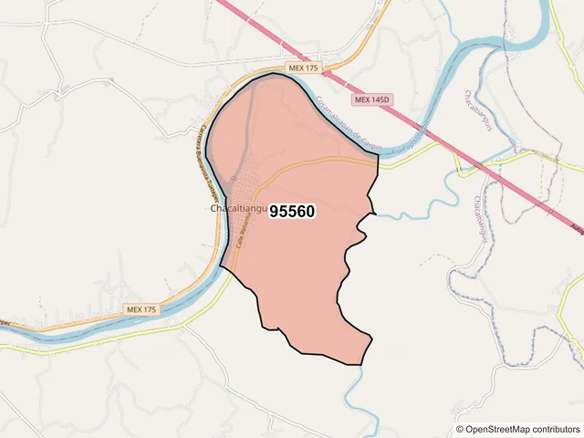 Mapa del código postal 95560, Chacaltianguis, Veracruz de Ignacio de la Llave