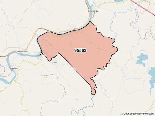 Mapa del código postal 95563, Chacaltianguis, Veracruz de Ignacio de la Llave