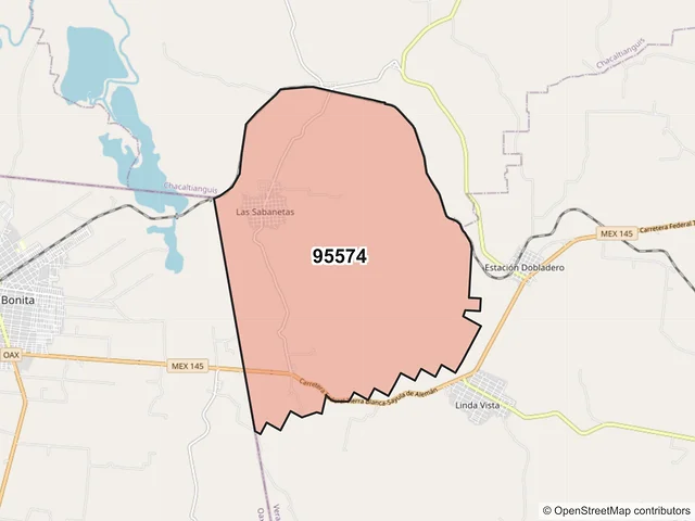 Mapa del código postal 95574, Chacaltianguis, Veracruz de Ignacio de la Llave