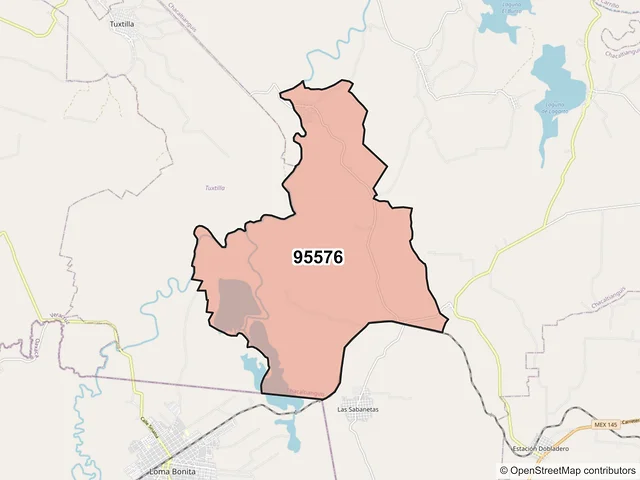 Mapa del código postal 95576, Chacaltianguis, Veracruz de Ignacio de la Llave