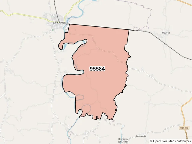 Mapa del código postal 95584, José Azueta, Veracruz de Ignacio de la Llave
