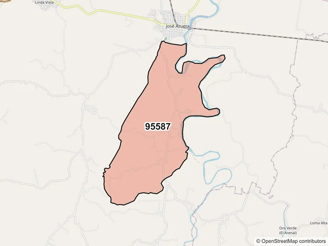 Mapa del código postal 95587, José Azueta, Veracruz de Ignacio de la Llave
