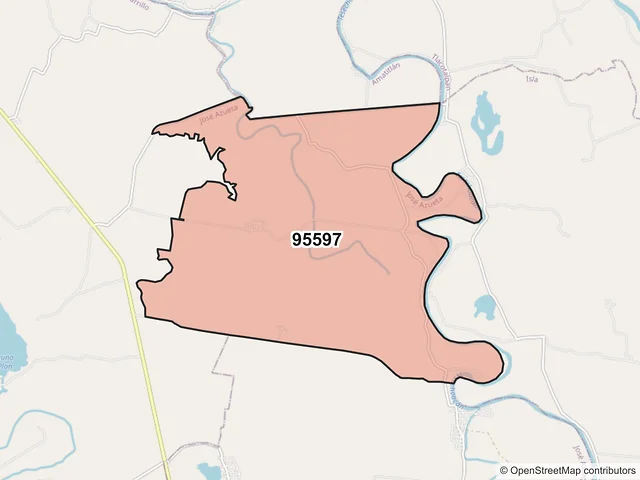 Mapa del código postal 95597, José Azueta, Veracruz de Ignacio de la Llave