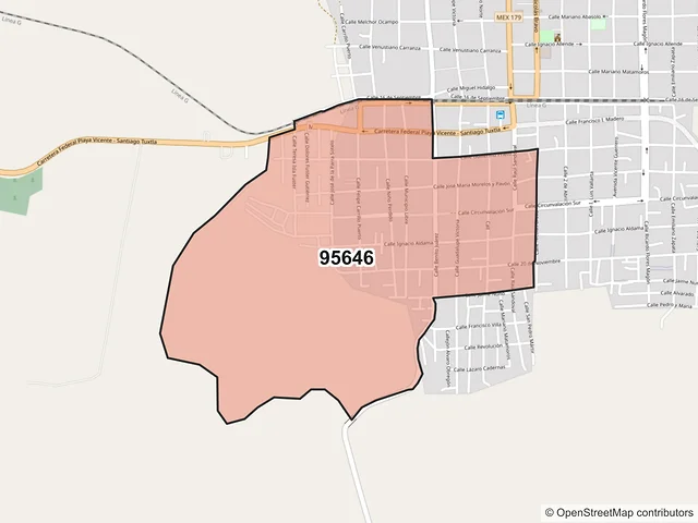 Mapa del código postal 95646, Isla, Veracruz de Ignacio de la Llave