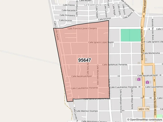 Mapa del código postal 95647, Isla, Veracruz de Ignacio de la Llave