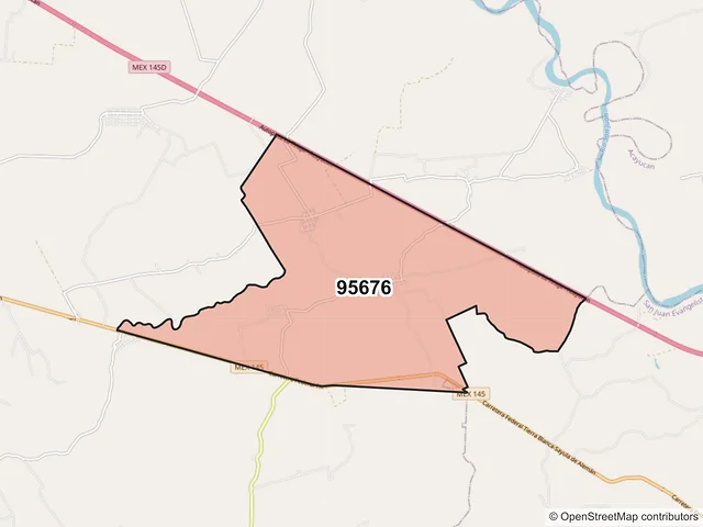 Mapa del código postal 95676, Juan Rodríguez Clara, Veracruz de Ignacio de la Llave