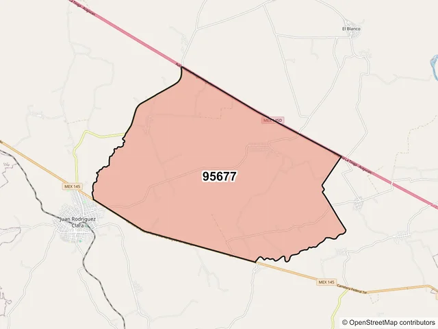 Mapa del código postal 95677, Juan Rodríguez Clara, Veracruz de Ignacio de la Llave
