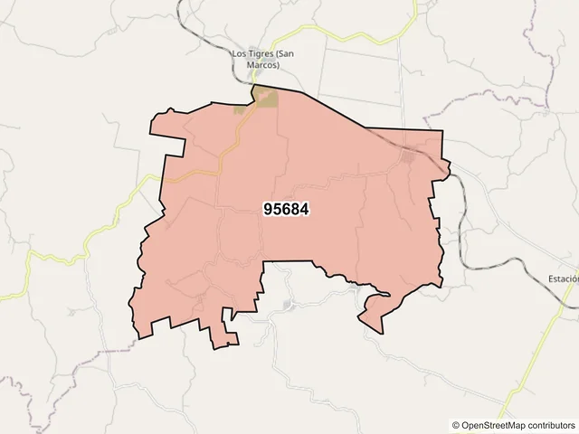 Mapa del código postal 95684, Juan Rodríguez Clara, Veracruz de Ignacio de la Llave