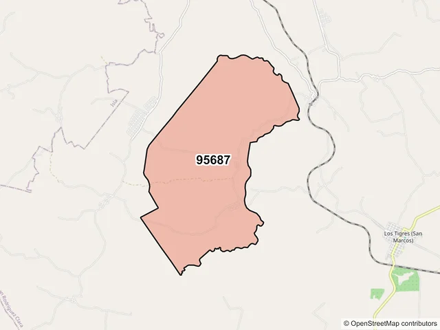 Mapa del código postal 95687, Juan Rodríguez Clara, Veracruz de Ignacio de la Llave