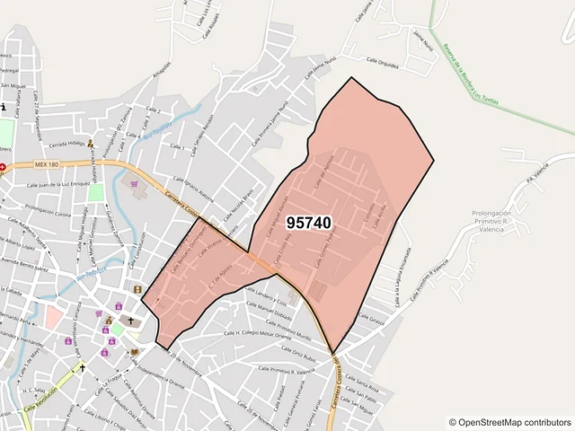 Mapa del código postal 95740, San Andrés Tuxtla, Veracruz de Ignacio de la Llave