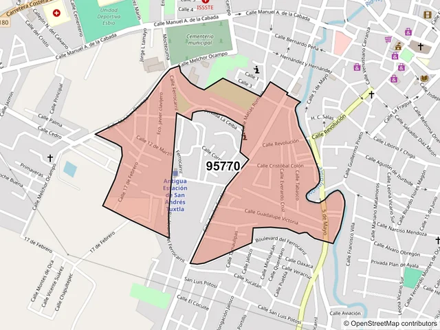 Mapa del código postal 95770, San Andrés Tuxtla, Veracruz de Ignacio de la Llave
