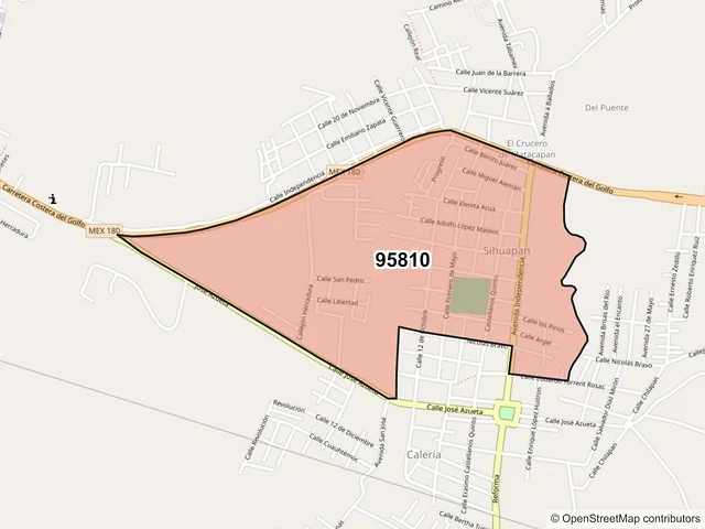 Mapa del código postal 95810, San Andrés Tuxtla, Veracruz de Ignacio de la Llave