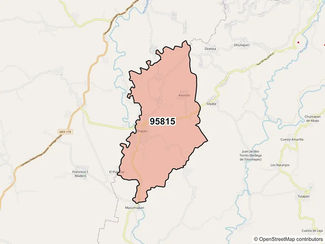 Mapa del código postal 95815, San Andrés Tuxtla, Veracruz de Ignacio de la Llave