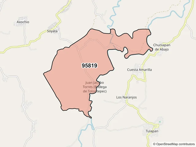 Mapa del código postal 95819, San Andrés Tuxtla, Veracruz de Ignacio de la Llave