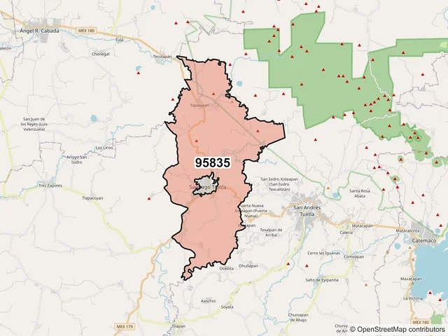 Mapa del código postal 95835, Santiago Tuxtla, Veracruz de Ignacio de la Llave