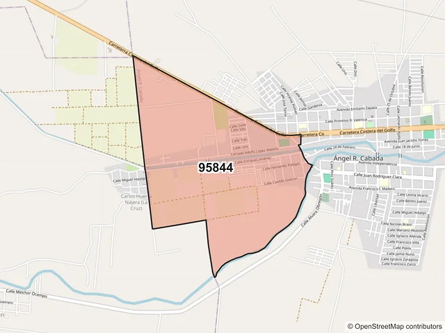 Mapa del código postal 95844, Angel R. Cabada, Veracruz de Ignacio de la Llave