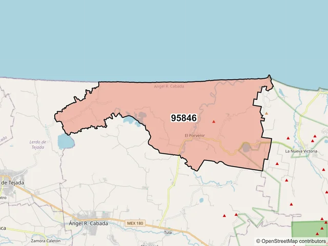 Mapa del código postal 95846, Angel R. Cabada, Veracruz de Ignacio de la Llave