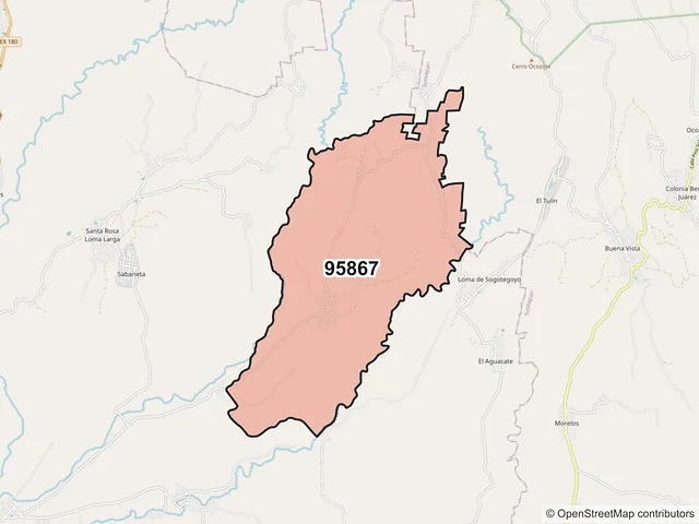 Mapa del código postal 95867, Hueyapan de Ocampo, Veracruz de Ignacio de la Llave