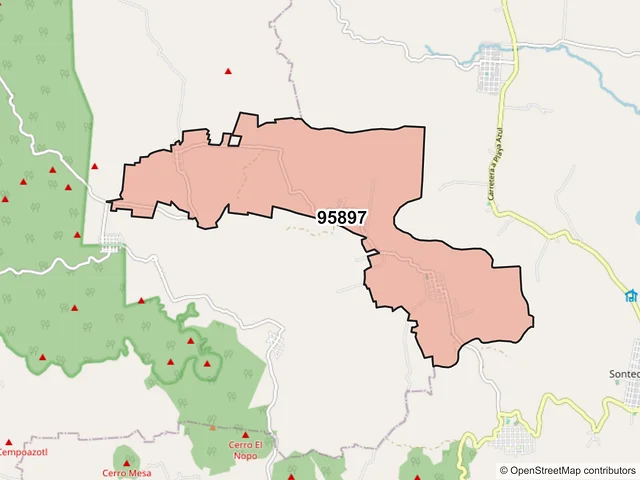 Mapa del código postal 95897, Catemaco, Veracruz de Ignacio de la Llave