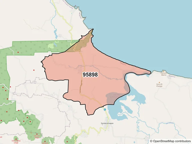 Mapa del código postal 95898, Catemaco, Veracruz de Ignacio de la Llave