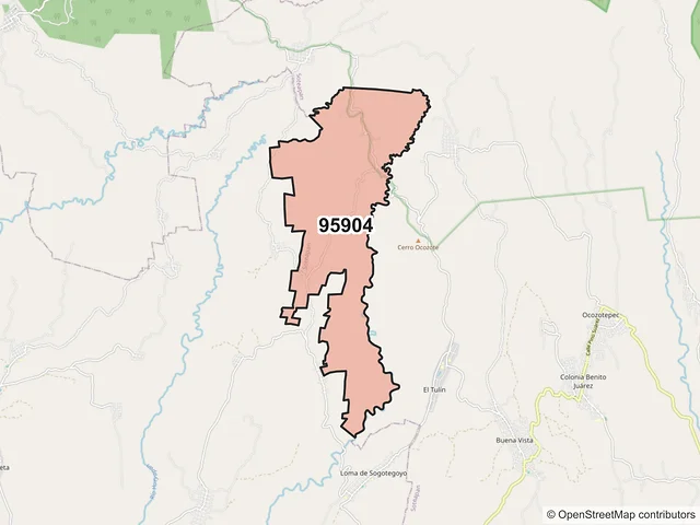 Mapa del código postal 95904, Soteapan, Veracruz de Ignacio de la Llave