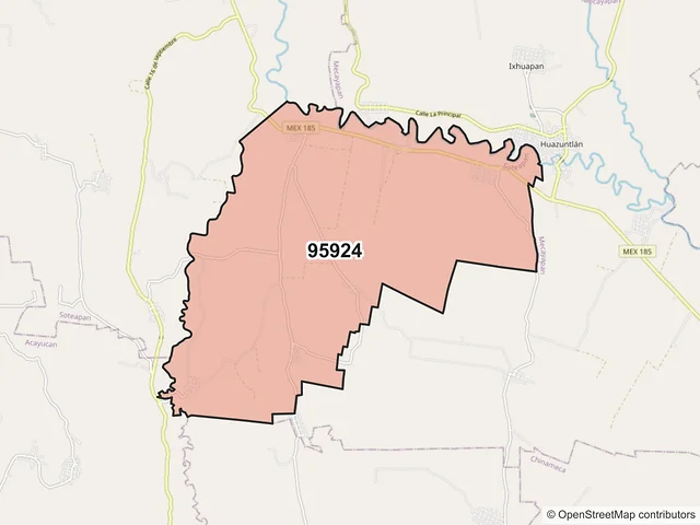 Mapa del código postal 95924, Soteapan, Veracruz de Ignacio de la Llave