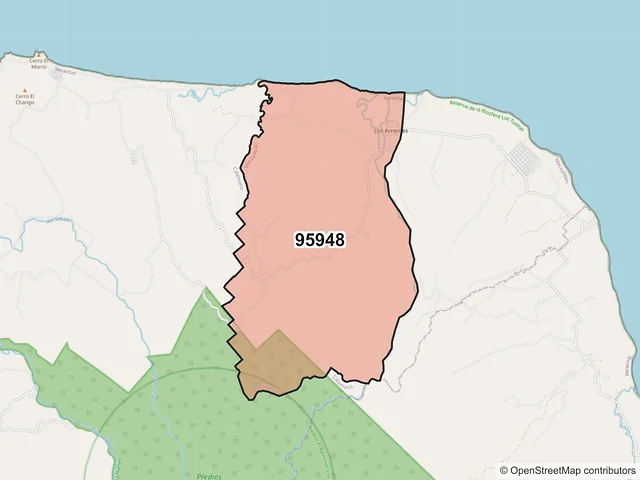 Mapa del código postal 95948, Mecayapan, Veracruz de Ignacio de la Llave