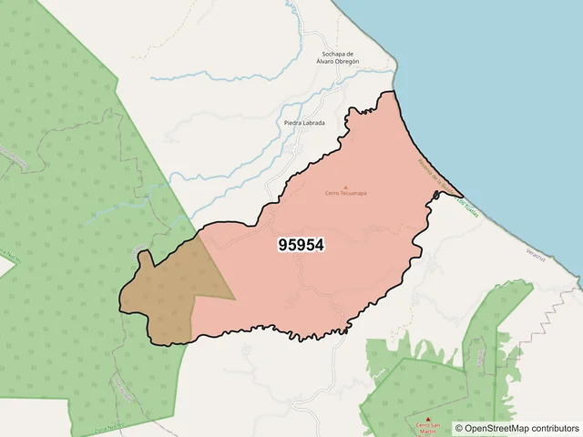 Mapa del código postal 95954, Tatahuicapan de Juárez, Veracruz de Ignacio de la Llave