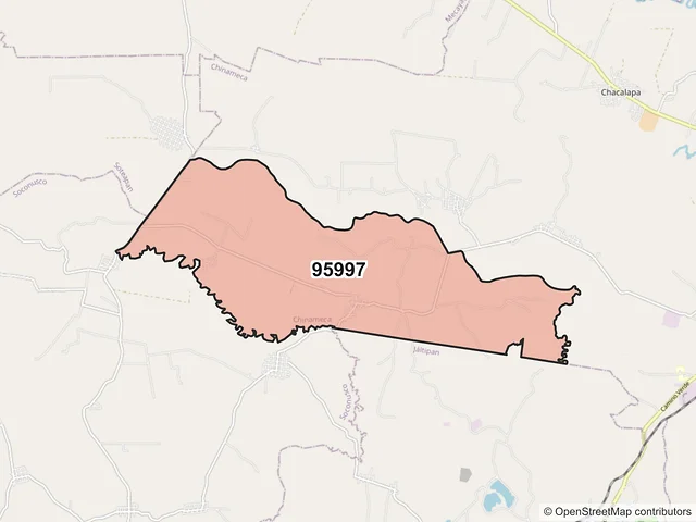 Mapa del código postal 95997, Chinameca, Veracruz de Ignacio de la Llave