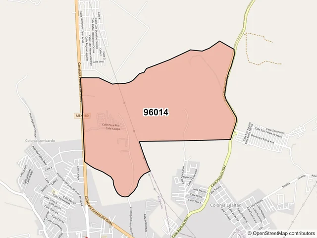 Mapa del código postal 96014, Acayucan, Veracruz de Ignacio de la Llave