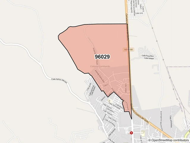 Mapa del código postal 96029, Acayucan, Veracruz de Ignacio de la Llave