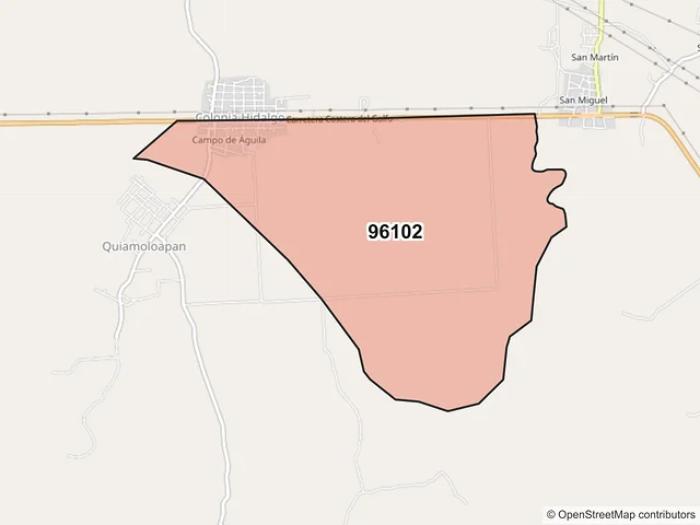 Mapa del código postal 96102, Acayucan, Veracruz de Ignacio de la Llave