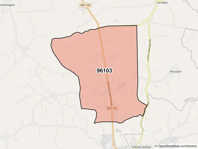 Mapa del código postal 96103, Acayucan, Veracruz de Ignacio de la Llave