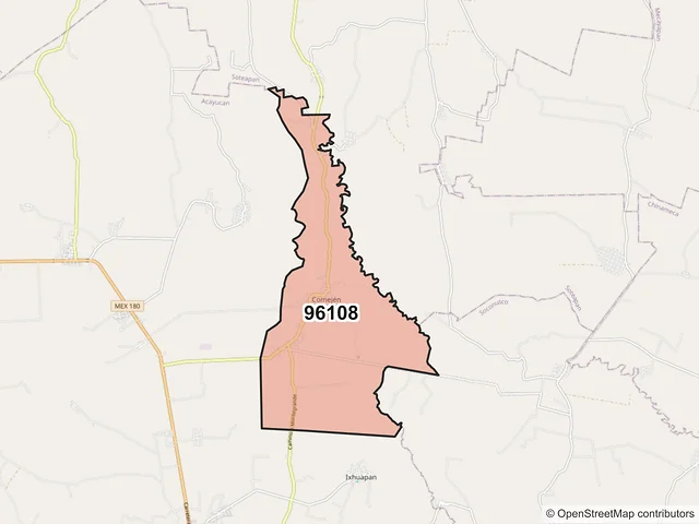Mapa del código postal 96108, Acayucan, Veracruz de Ignacio de la Llave